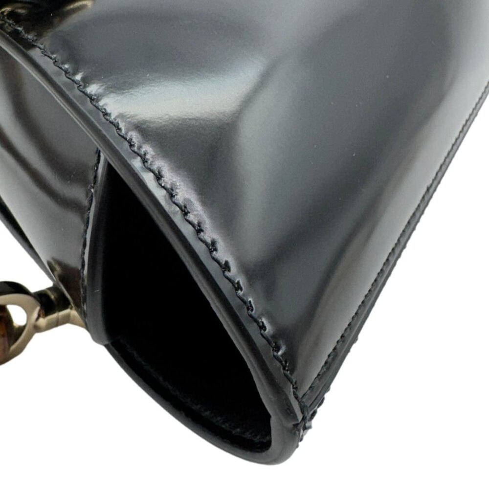 Gucci  Bamboo Top Handle Mini Leather Tote Bag Black 805832 - Picture 11 of 16
